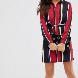 Asos CLUB L Striped Shirt Dress Size 8